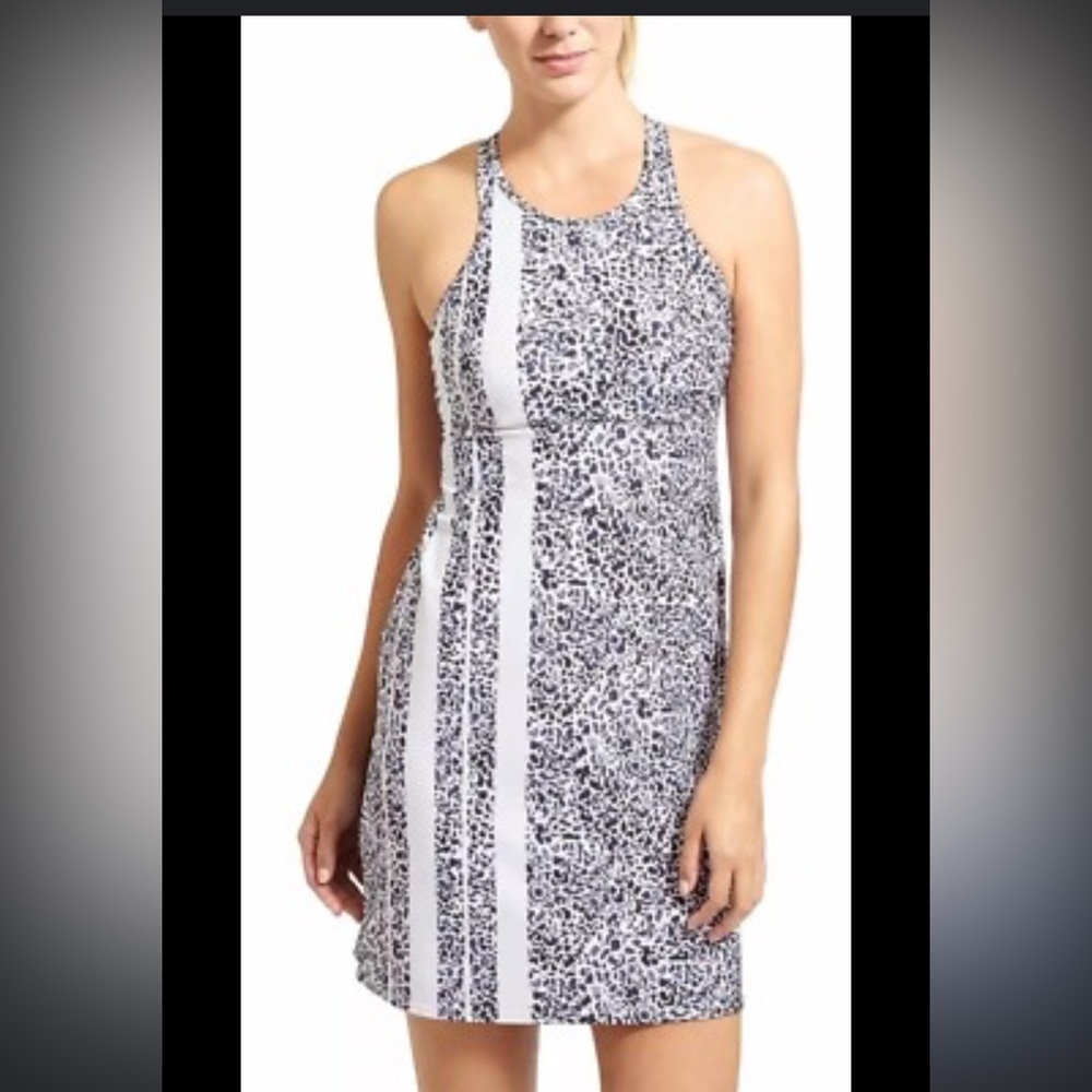Athleta Zimbabwe High Neck High Neck‎ Swim Navy/White Dress Size 40 B/C